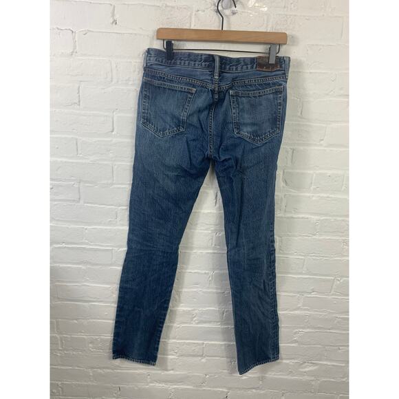 J. Crew 484 Men's High-Rise Slim Fit Skinny Distressed Denim Jeans Blue Sz 32/34 - Picture 2 of 4